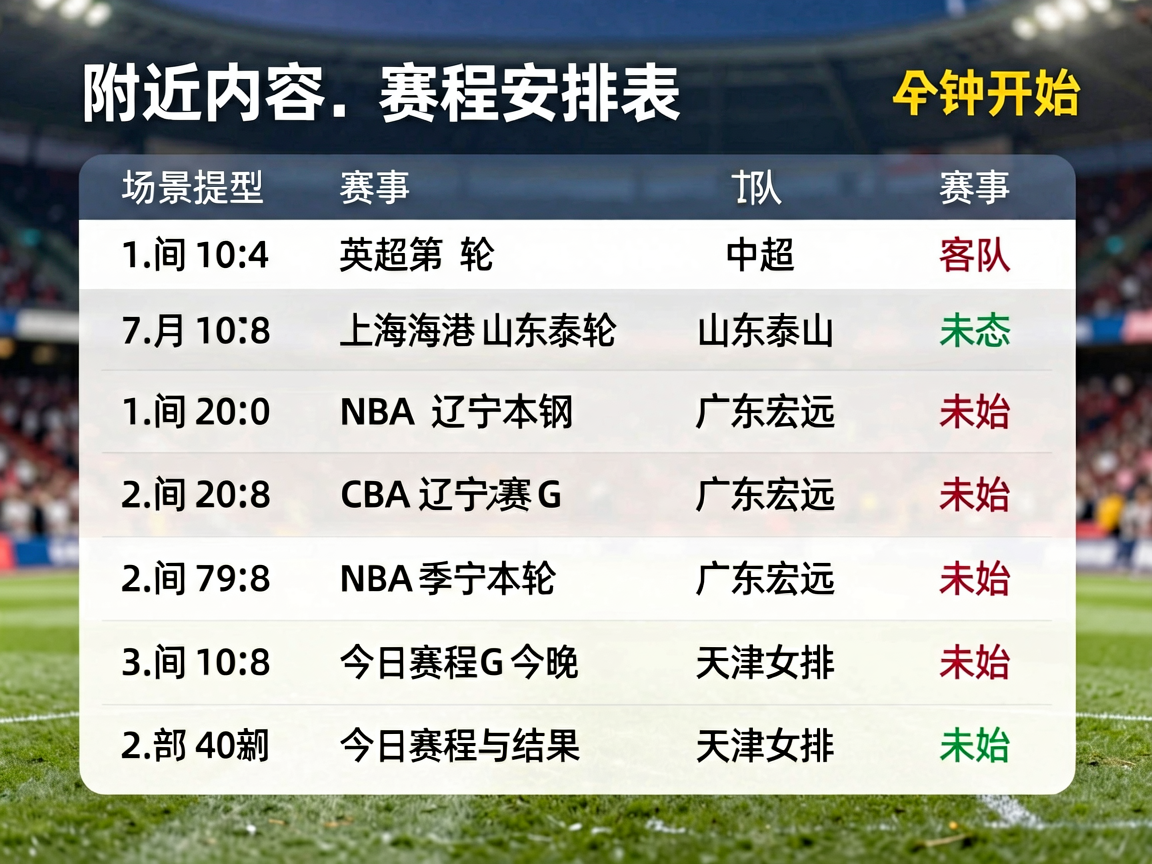 赛程安排表，展示今日重点赛事时间分布